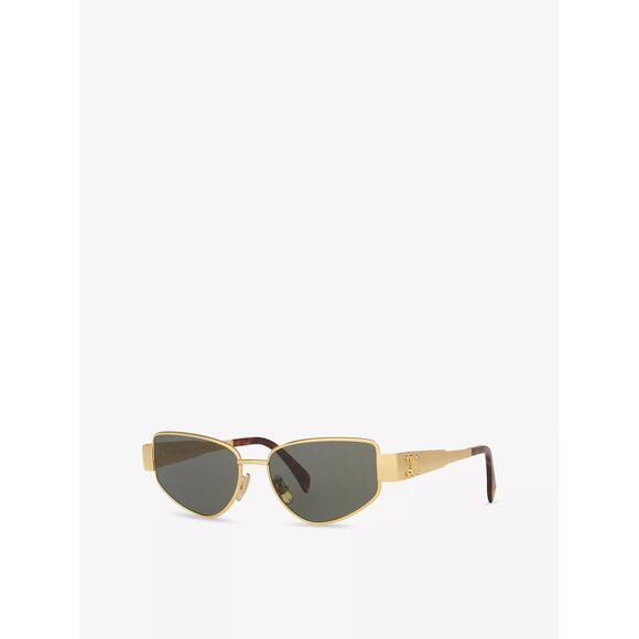 Celine CL40293U Metaltriomphe Square-Frame Metal Sunglasses Gold/Black - Picture 2 of 6